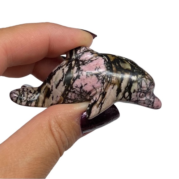 Other - Rhodonite Dolphin Carved Crystal Crystals Carving Gift Decor Animal Figurine
